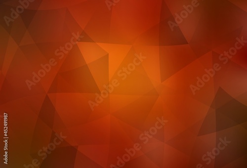 Dark Red, Yellow vector shining triangular backdrop.