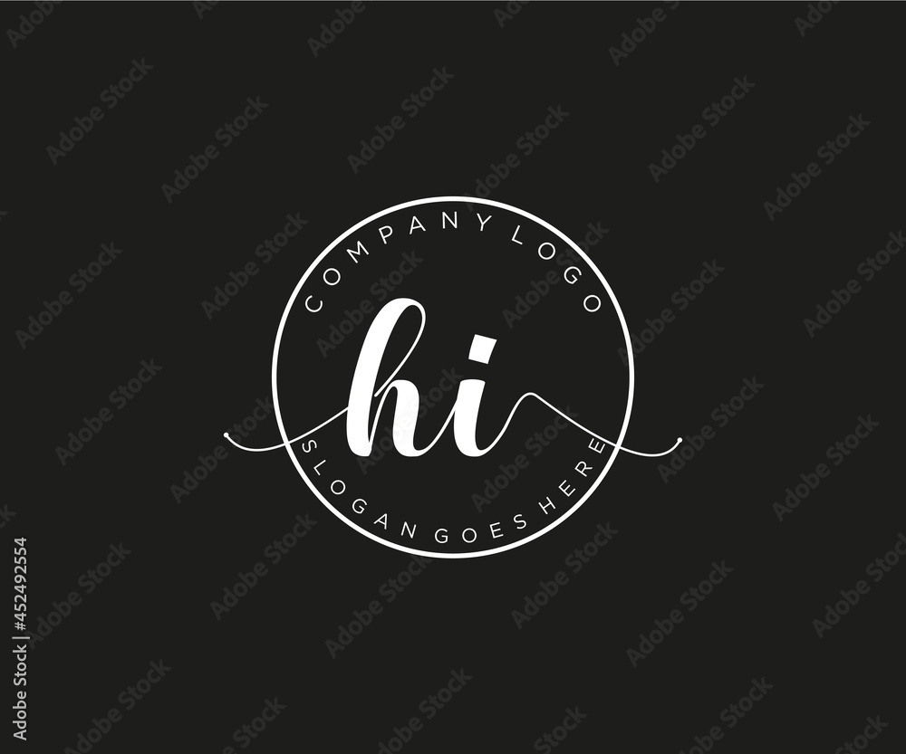 initial HI Feminine logo beauty monogram and elegant logo design ...