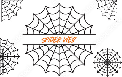 Set of spider web symbols, realistic spiderweb.