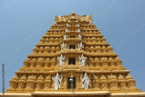 Chamundeshwari Temple on top of Chamundi Hills Mysore, Karnataka, India. Deity Chamundi is the fierce form of Shakti.  photo