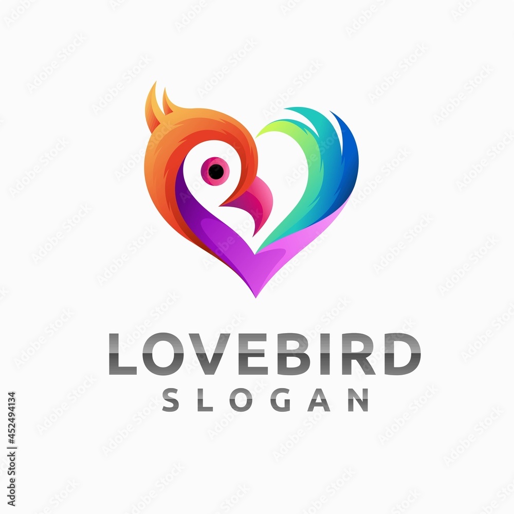 Love bird logo with gradient color concept Love bird logo with gradient color concept