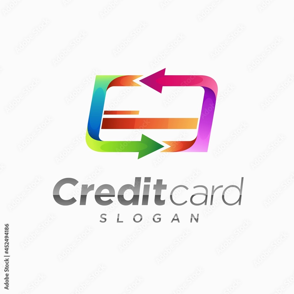 Credit card logo with arrow concept Credit card logo with arrow concept