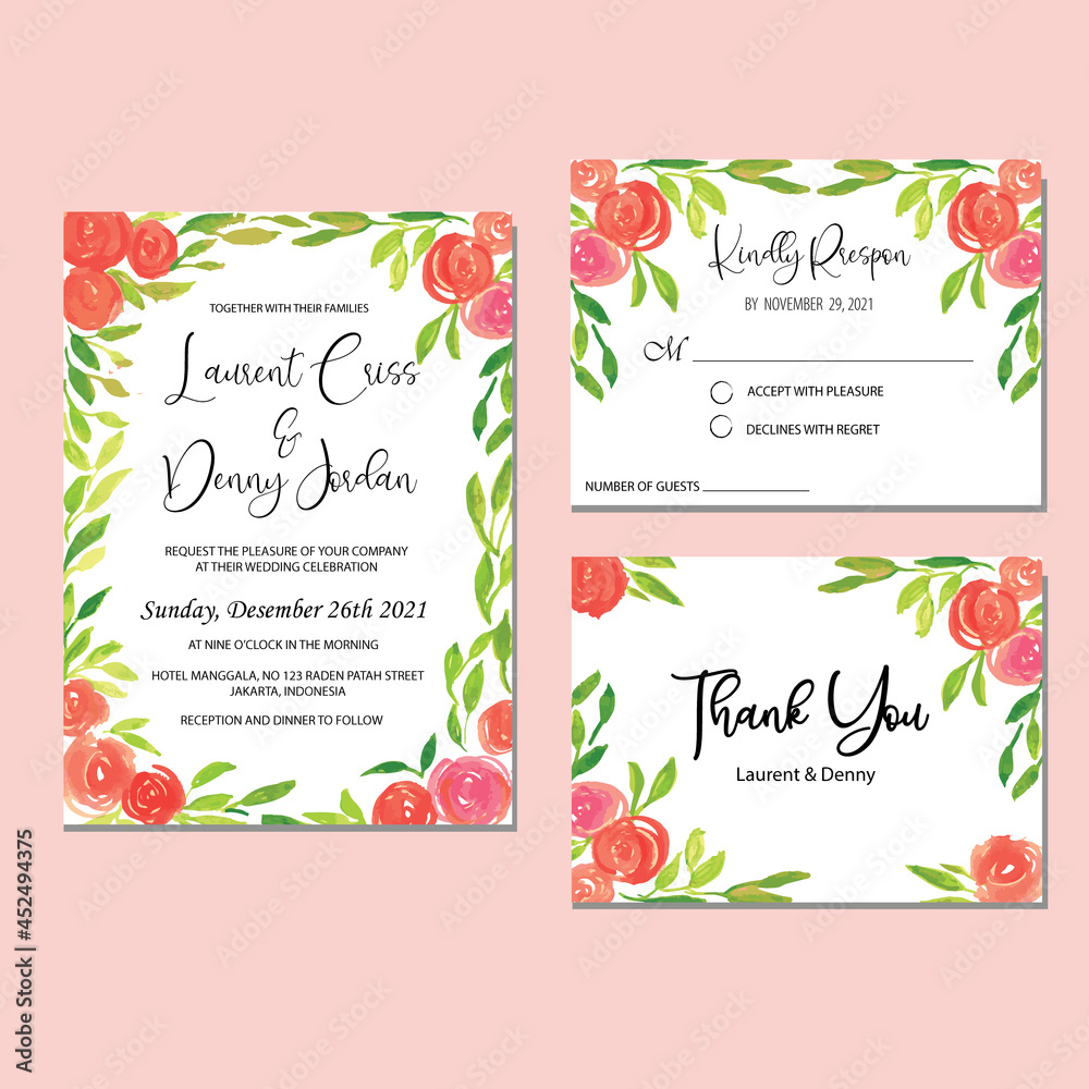 Obraz premium invitation card with watercolor flowers