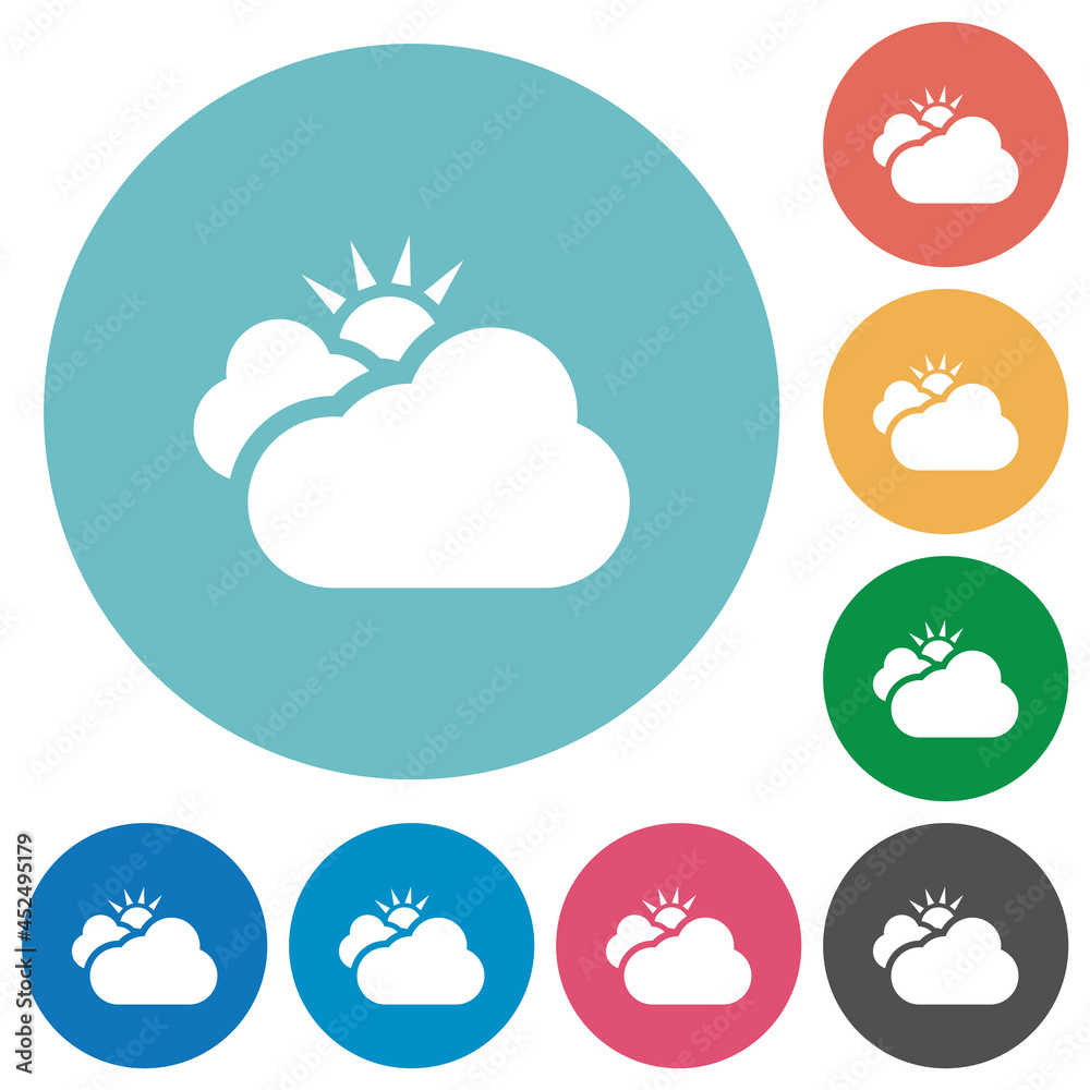 Strongly cloudy weather flat round icons Strongly cloudy weather flat round icons