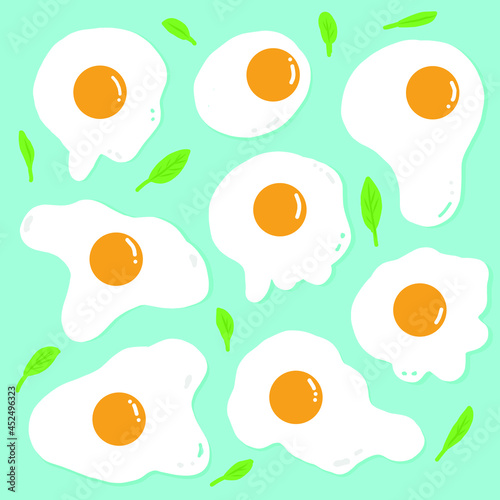 Set of fried eggs