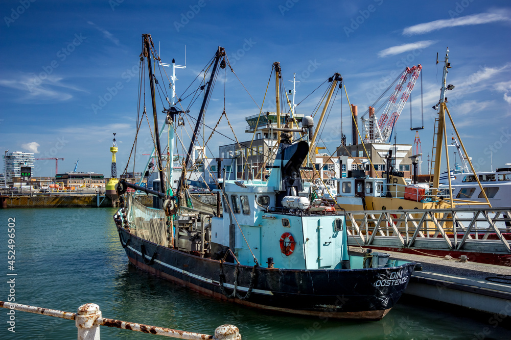 Oostende, Belgium, mooring fishing boats