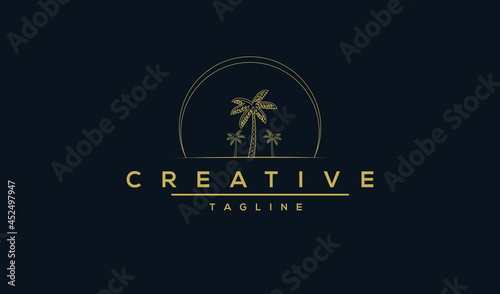 Abstract design summer logo template with palm trees.