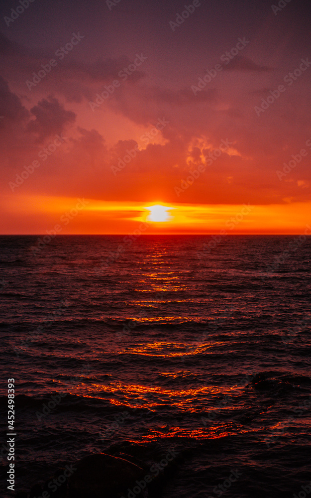 Sunset on the sea coast