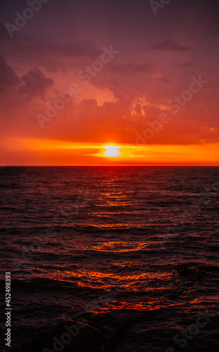Sunset on the sea coast