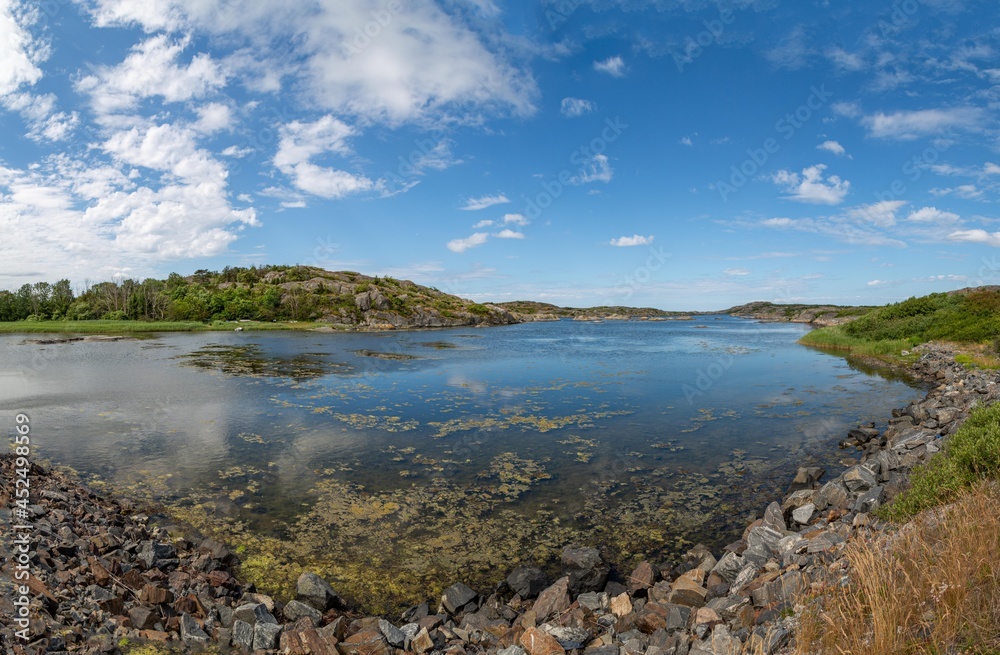 Panoramic view of a rocky bay. Gothenburg archipelago. Sweden. 