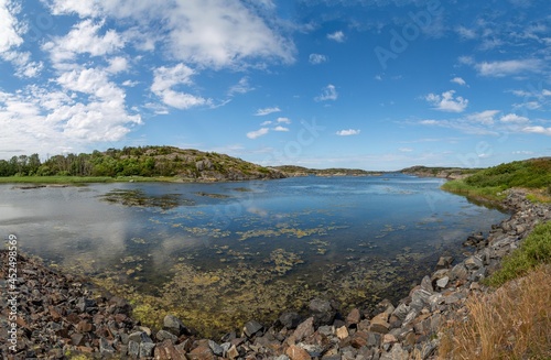 Panoramic view of a rocky bay. Gothenburg archipelago. Sweden. 