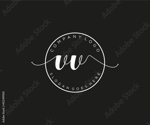 initial VV Feminine logo beauty monogram and elegant logo design, handwriting logo of initial signature, wedding, fashion, floral and botanical with creative template. photo