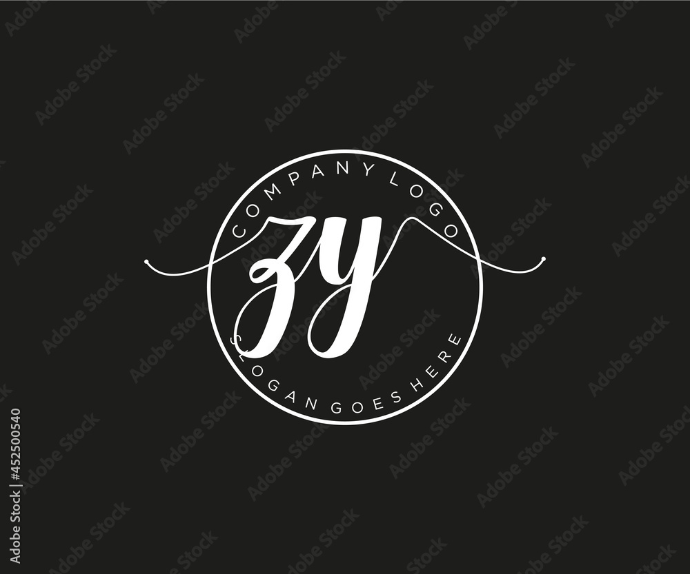 initial ZY Feminine logo beauty monogram and elegant logo design ...