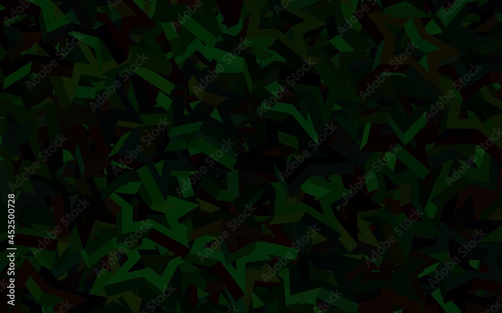 Dark Green vector background with triangles.