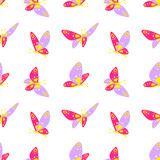 Butterfly seamless pattern cartoon baby illustrations on white background