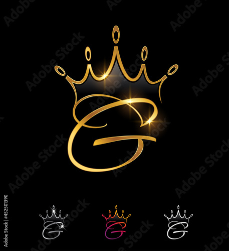 Golden Monogram Crown Initial Letter G