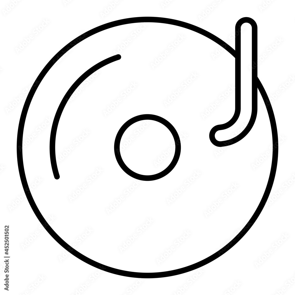 Audio music player icon, linear design of turntable Audio music player icon, linear design of turntable