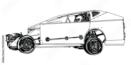 Racing car isolated on white background. abstract silhouette. line art. vector illustration.