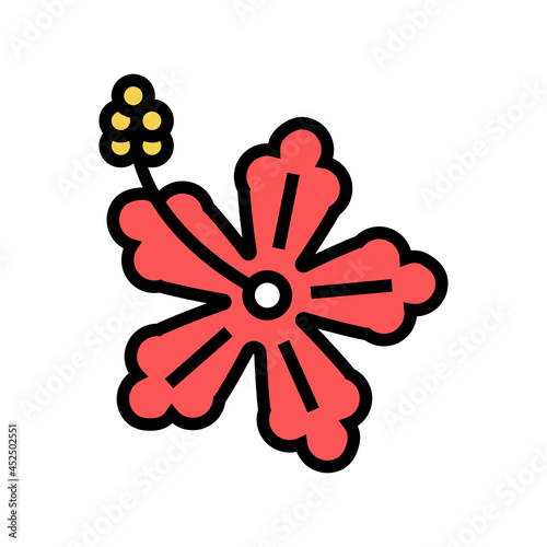 hibiscus flower hawaii color icon vector. hibiscus flower hawaii sign. isolated symbol illustration