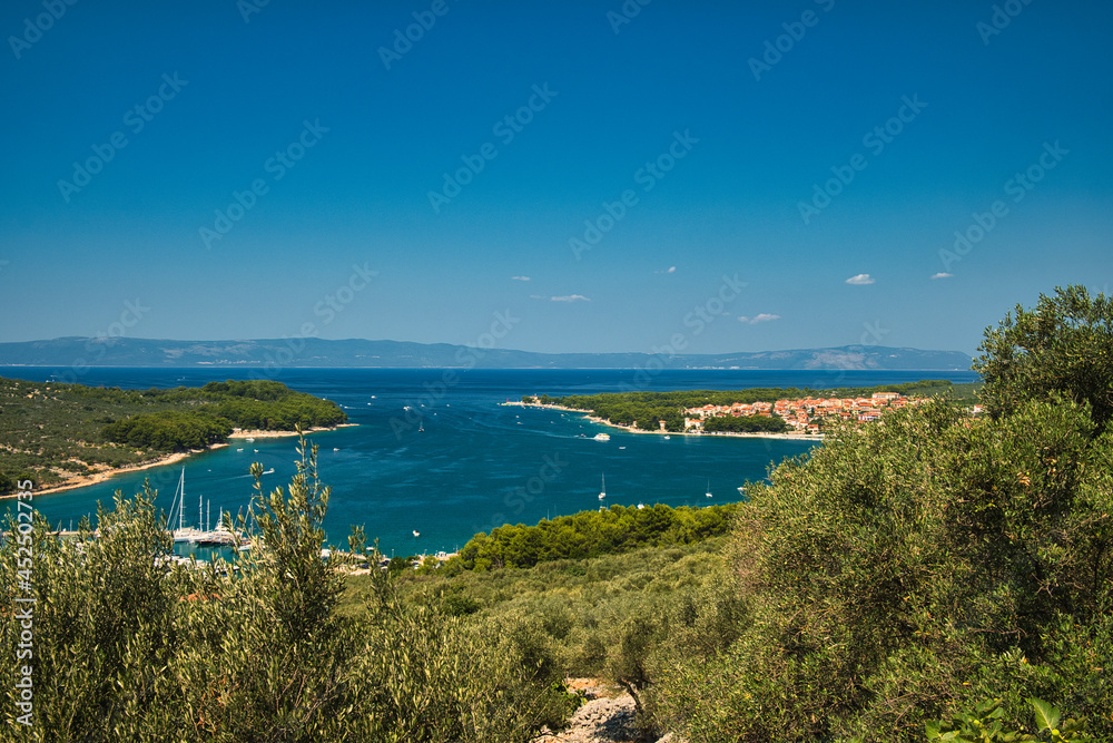 Panorama view Cres town in Croatia