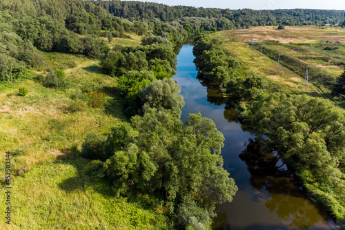 Small river Protva, aerial view