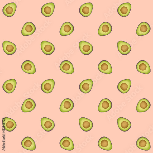 Tropical fruit avocado pattern illustration.