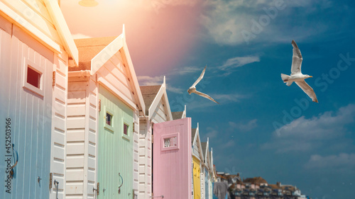 Beach houses in Lyme Regis, Dorset in the south of the United Kingdom