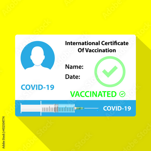 Vaccine passport. Covid-19 immunity document. Vaccination certificate. Unlock the world for travelling