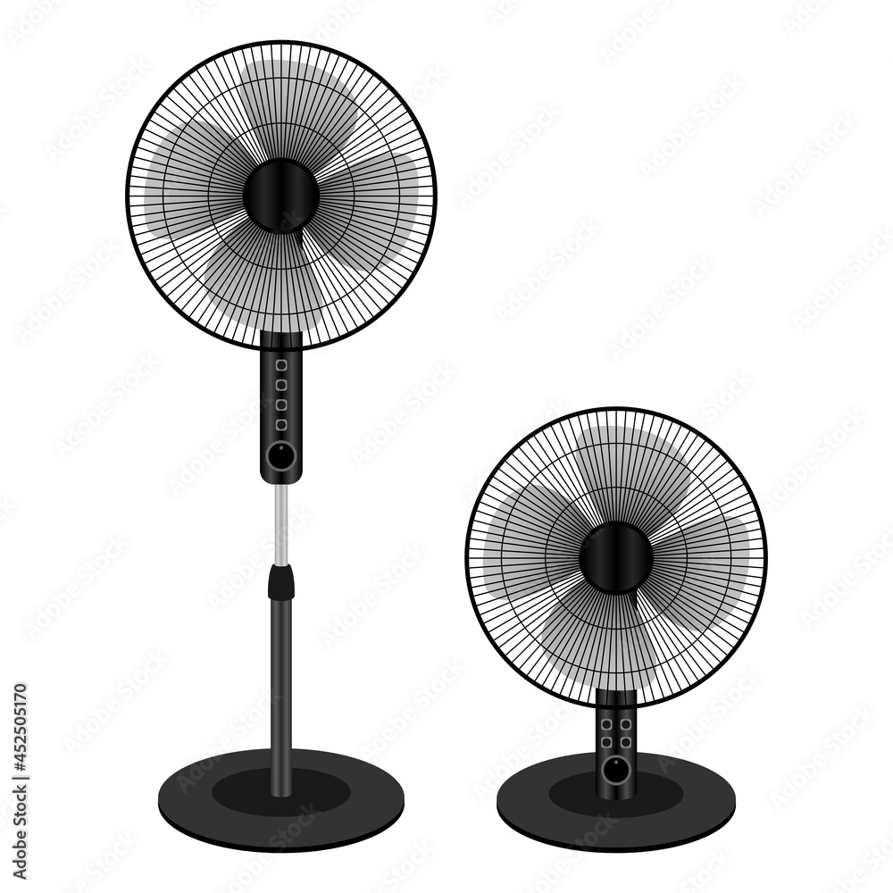 Electric Fan Stand Fan ventilation  indoor devices temperature adjusting Illustration Vector