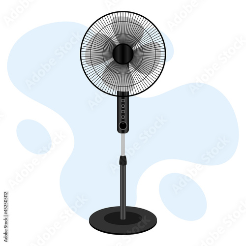 Electric Fan Stand Fan ventilation  indoor devices temperature adjusting Illustration Vector