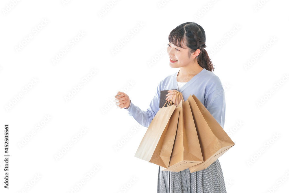 ショッピングを楽しむ若い女性 ショッピングを楽しむ若い女性
