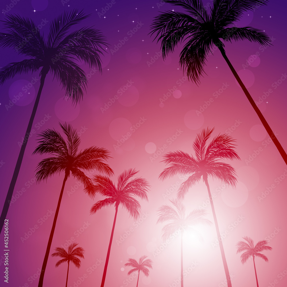 palm tress city night