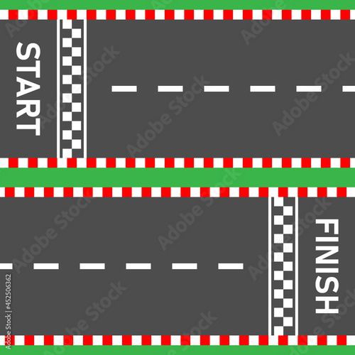 Start line finish line Race road asphalt road top view Vector