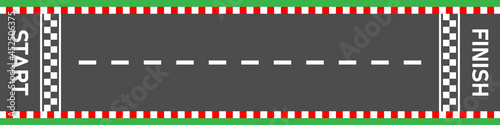 Start line finish line Race road asphalt road top view Vector