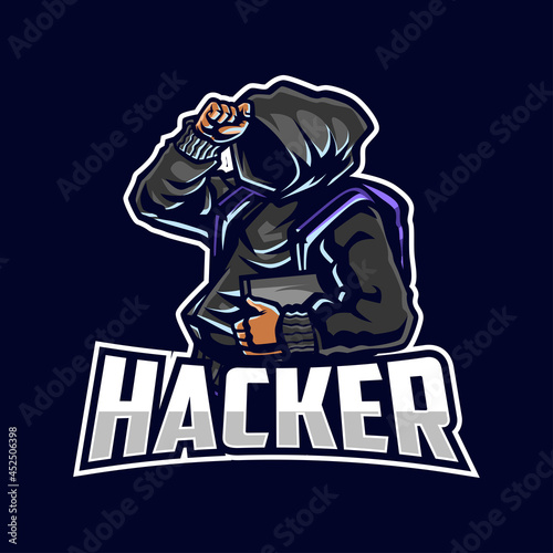 Hacker cartoon mascot logo illustration