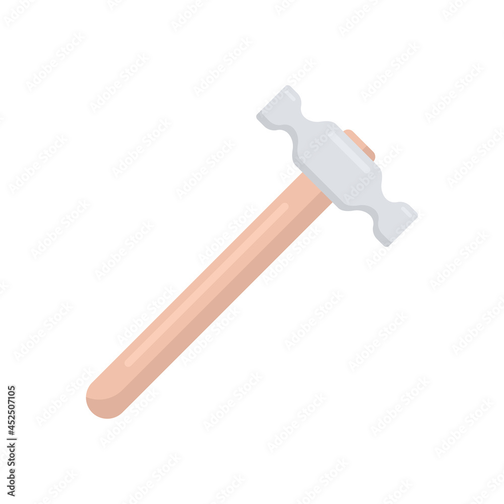 Hammer flat icon. Wood hummer symbol. Work repair tool. Vector illustration isolated on white. Hammer flat icon. Wood hummer symbol. Work repair tool. Vector illustration isolated on white.