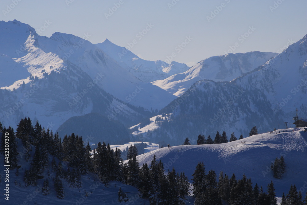 Stunning view from the Saanersloch ski area, Switzerland.