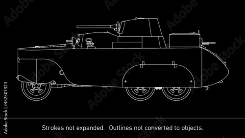 Armored car BAD-2 - USSR - WW2. Side view.	