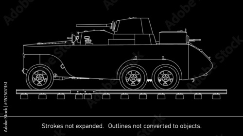 Armored car rails BAD-2 - USSR - WW2. Side view.	