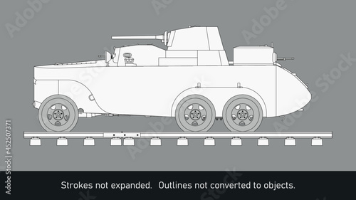 Armored car rails BAD-2 - USSR - WW2. Side view.	