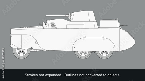 Armored car BAD-2 - USSR - WW2. Side view.		