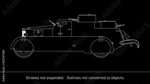 Armored car BAD-1 - USSR - WW2. Side view.	