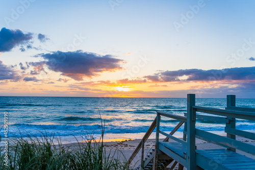 Dramatic ocean sunrise view from the veranda of a private home in Melbourne Beach  Florida