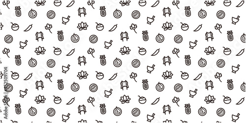 Thailand food icon pattern background for website or wrapping paper(Monotone Version)