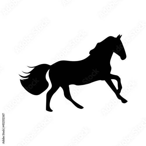 running horse silhouette - black vector outline