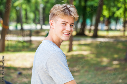 Close up portrait of a young blonde guy