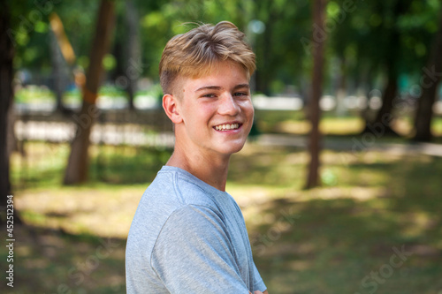 Close up portrait of a young blonde guy