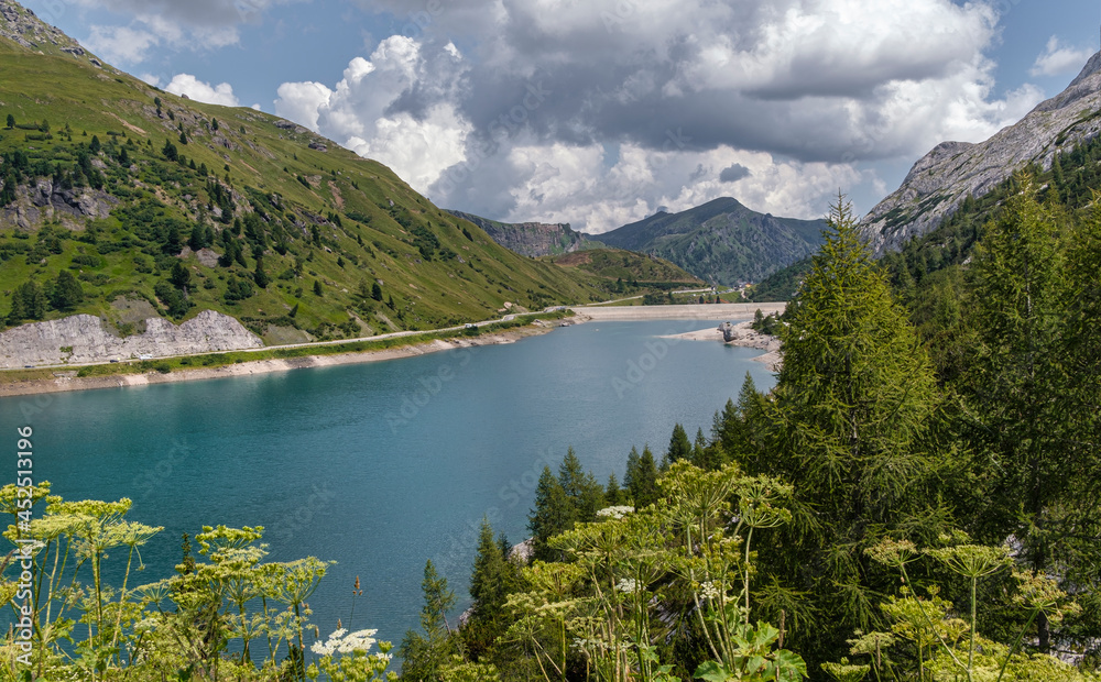 Mountain landscape with azure lake 