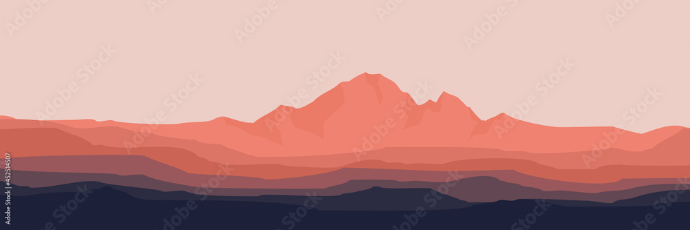 landscape mountain flat design vector illustration for pattern background, wallpaper, background template, and backdrop design	