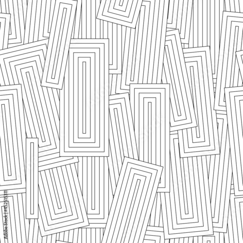 Black and white seamless pattern for coloring book in doodle style. rectangles.